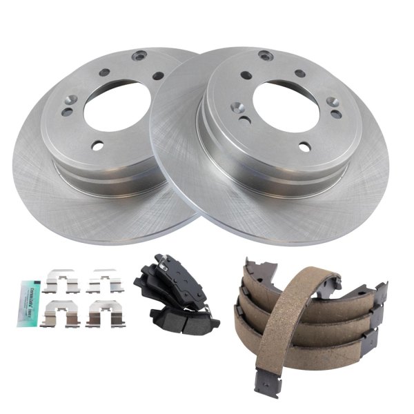 TRQ® - Rear Disc Brake Kit with Semi-Metallic Pads and Shoes