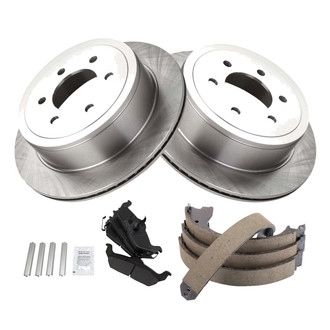 TRQ® - Rear Disc Brake Kit with Semi-Metallic Pads and Shoes