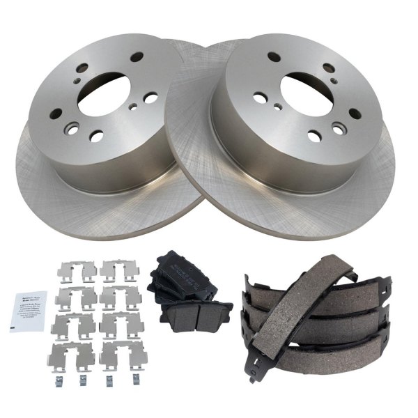 TRQ® - Rear Disc Brake Kit with Semi-Metallic Pads and Shoes