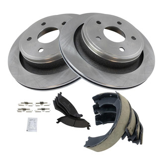 TRQ® - Rear Disc Brake Kit with Semi-Metallic Pads and Shoes