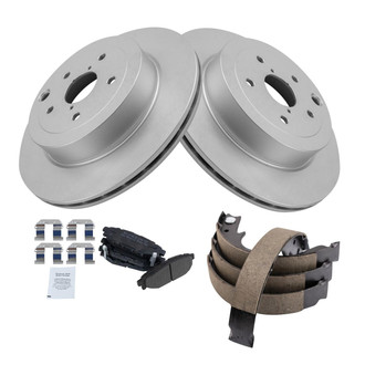TRQ® - Rear Disc Brake Kit with Semi-Metallic Pads and Shoes