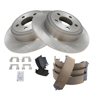 TRQ® - Rear Disc Brake Kit with Semi-Metallic Pads and Shoes