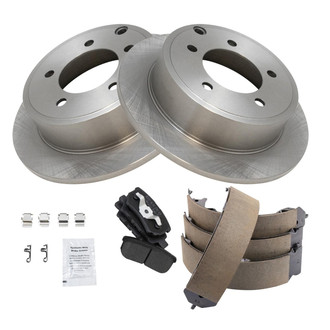 TRQ® - Rear Disc Brake Kit with Semi-Metallic Pads and Shoes