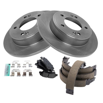 TRQ® - Rear Disc Brake Kit with Semi-Metallic Pads and Shoes