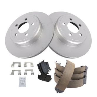 TRQ® - Rear Disc Brake Kit with Semi-Metallic Pads and Shoes