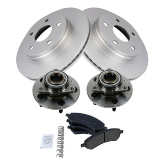 TRQ® - Front Disc Brake Kit with Semi-Metallic Pads and Hub Assemblies