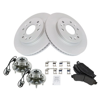 TRQ® - Front Disc Brake Kit with Semi-Metallic Pads and Hub Assemblies