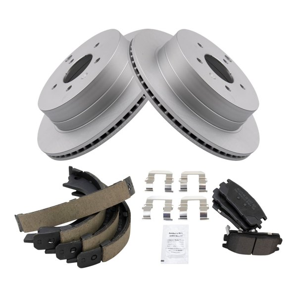 TRQ® - Rear Disc Brake Kit with Semi-Metallic Pads and Shoes