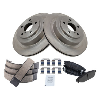 TRQ® - Rear Disc Brake Kit with Semi-Metallic Pads and Shoes