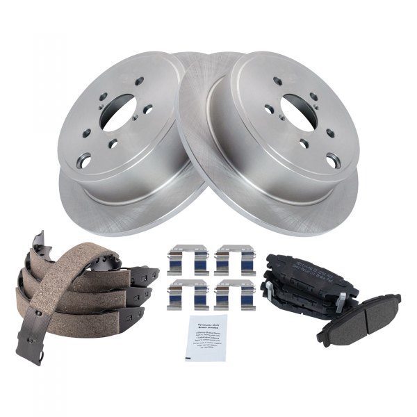 TRQ® - Rear Disc Brake Kit with Semi-Metallic Pads and Shoes