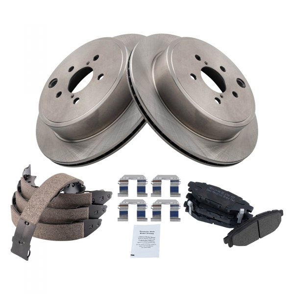 TRQ® - Rear Disc Brake Kit with Semi-Metallic Pads and Shoes