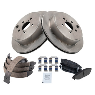 TRQ® - Rear Disc Brake Kit with Semi-Metallic Pads and Shoes