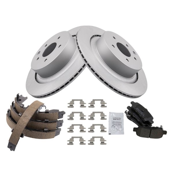 TRQ® - Rear Disc Brake Kit with Semi-Metallic Pads and Shoes