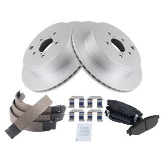 TRQ® - Rear Disc Brake Kit with Semi-Metallic Pads and Shoes