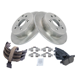 TRQ® - Rear Disc Brake Kit with Semi-Metallic Pads and Shoes