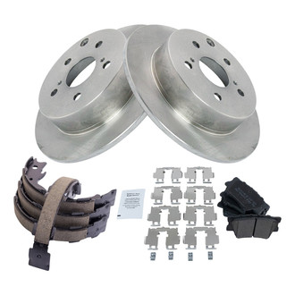 TRQ® - Rear Disc Brake Kit with Semi-Metallic Pads and Shoes