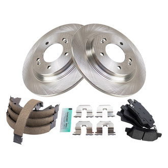 TRQ® - Rear Disc Brake Kit with Semi-Metallic Pads and Shoes