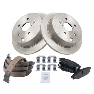 TRQ® - Rear Disc Brake Kit with Semi-Metallic Pads and Shoes