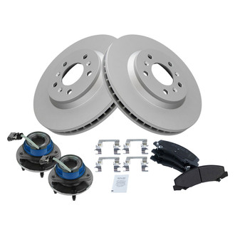 TRQ® - Front Disc Brake Kit with Semi-Metallic Pads and Hub Assemblies