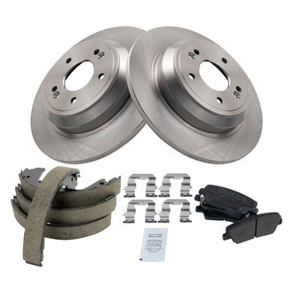 TRQ® - Rear Disc Brake Kit with Semi-Metallic Pads and Shoes