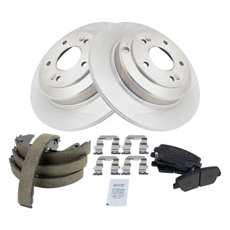 TRQ® - Rear Disc Brake Kit with Semi-Metallic Pads and Shoes