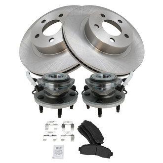 TRQ® - Front Disc Brake Kit with Semi-Metallic Pads and Hub Assemblies