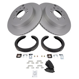 TRQ® - Rear Disc Brake Kit with Semi-Metallic Pads and Shoes