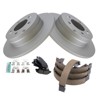 TRQ® - Rear Disc Brake Kit with Semi-Metallic Pads and Shoes