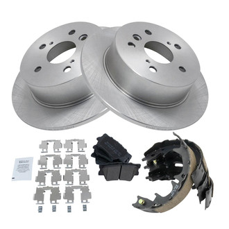 TRQ® - Rear Disc Brake Kit with Semi-Metallic Pads and Shoes