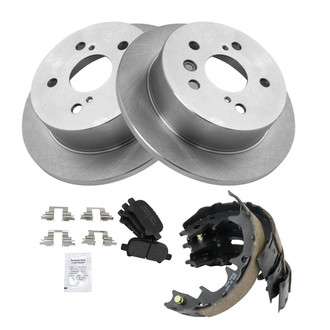 TRQ® - Rear Disc Brake Kit with Semi-Metallic Pads and Shoes