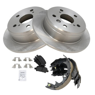 TRQ® - Rear Disc Brake Kit with Semi-Metallic Pads and Shoes