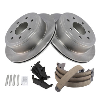TRQ® - Rear Disc Brake Kit with Semi-Metallic Pads and Shoes