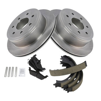 TRQ® - Rear Disc Brake Kit with Semi-Metallic Pads and Shoes