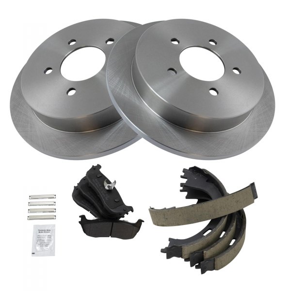 TRQ® - Rear Disc Brake Kit with Semi-Metallic Pads and Shoes