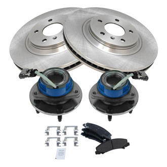 TRQ® - Front Disc Brake Kit with Semi-Metallic Pads and Hub Assemblies