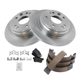 TRQ® - Rear Disc Brake Kit with Semi-Metallic Pads and Shoes