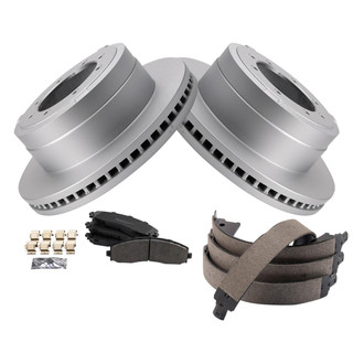 TRQ® - Rear Disc Brake Kit with Semi-Metallic Pads and Shoes