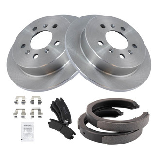 TRQ® - Rear Disc Brake Kit with Semi-Metallic Pads and Shoes