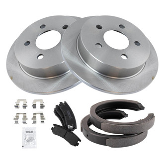 TRQ® - Rear Disc Brake Kit with Semi-Metallic Pads and Shoes