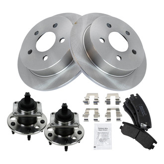 TRQ® - Rear Disc Brake Kit with Semi-Metallic Pads and Hub Assemblies