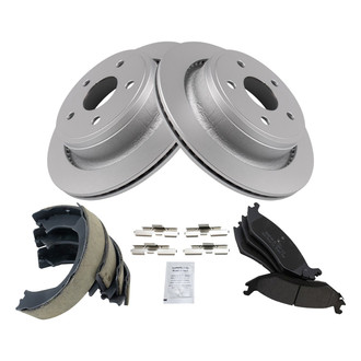 TRQ® - Rear Disc Brake Kit with Semi-Metallic Pads and Shoes