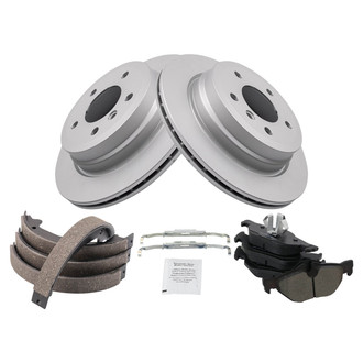 TRQ® - Rear Disc Brake Kit with Semi-Metallic Pads and Shoes