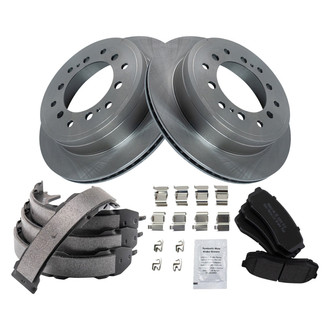 TRQ® - Rear Disc Brake Kit with Semi-Metallic Pads and Shoes