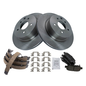 TRQ® - Rear Disc Brake Kit with Semi-Metallic Pads and Shoes