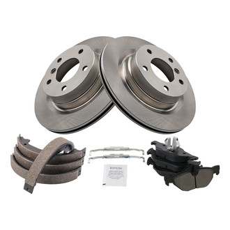 TRQ® - Rear Disc Brake Kit with Semi-Metallic Pads and Shoes