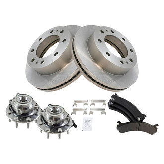 TRQ® - Front Disc Brake Kit with Semi-Metallic Pads and Hub Assemblies