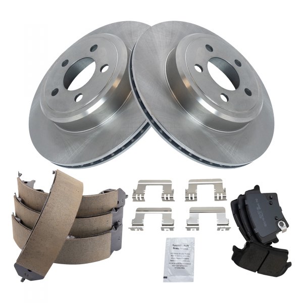 TRQ® - Rear Disc Brake Kit with Semi-Metallic Pads and Shoes