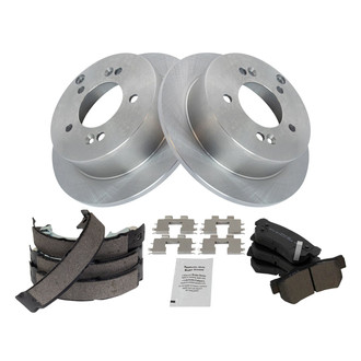 TRQ® - Rear Disc Brake Kit with Semi-Metallic Pads and Shoes