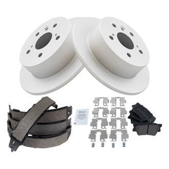 TRQ® - Rear Disc Brake Kit with Semi-Metallic Pads and Shoes
