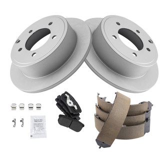 TRQ® - Rear Disc Brake Kit with Semi-Metallic Pads and Shoes
